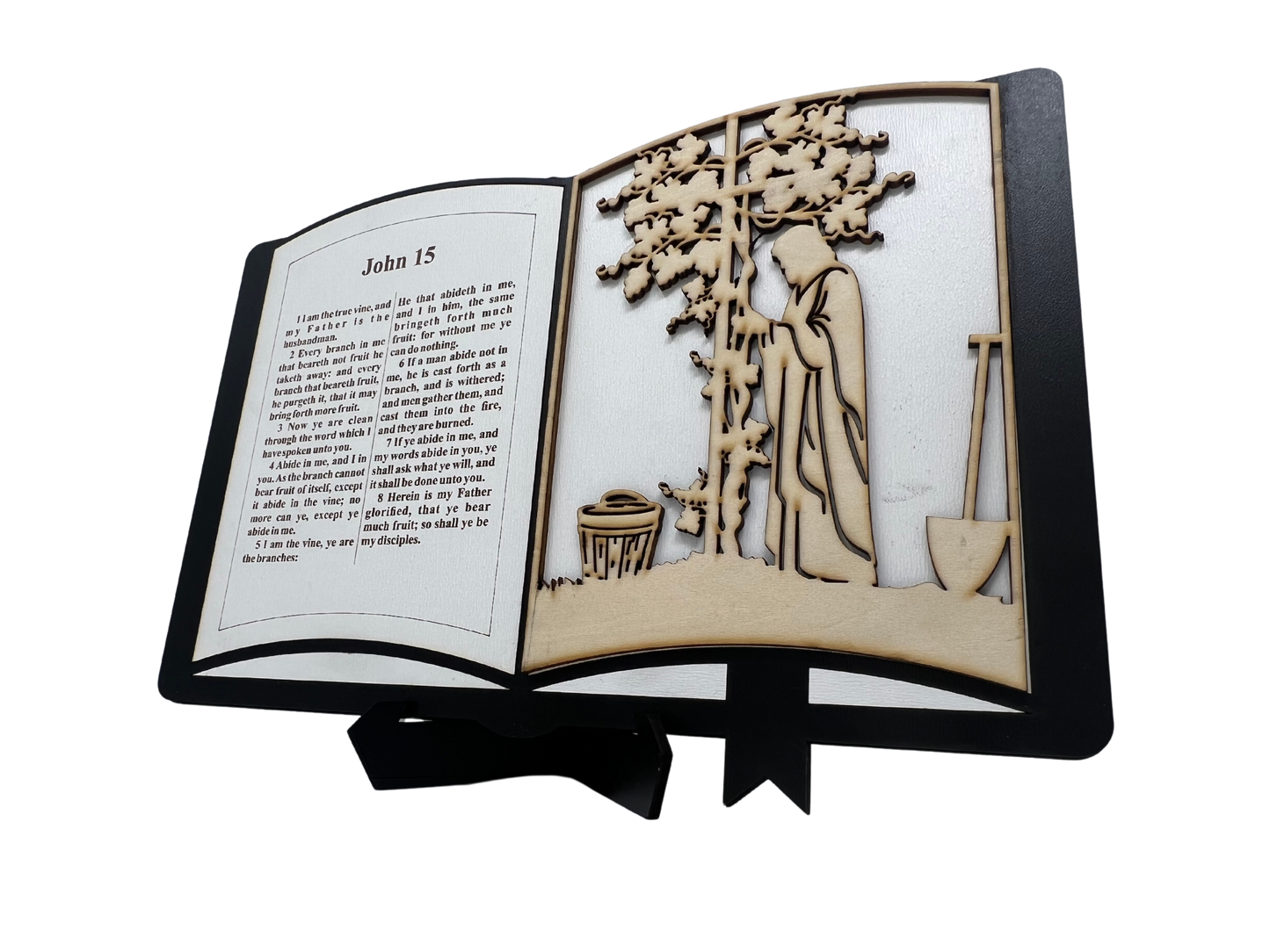 John 15 Bible chapter woodwork stand