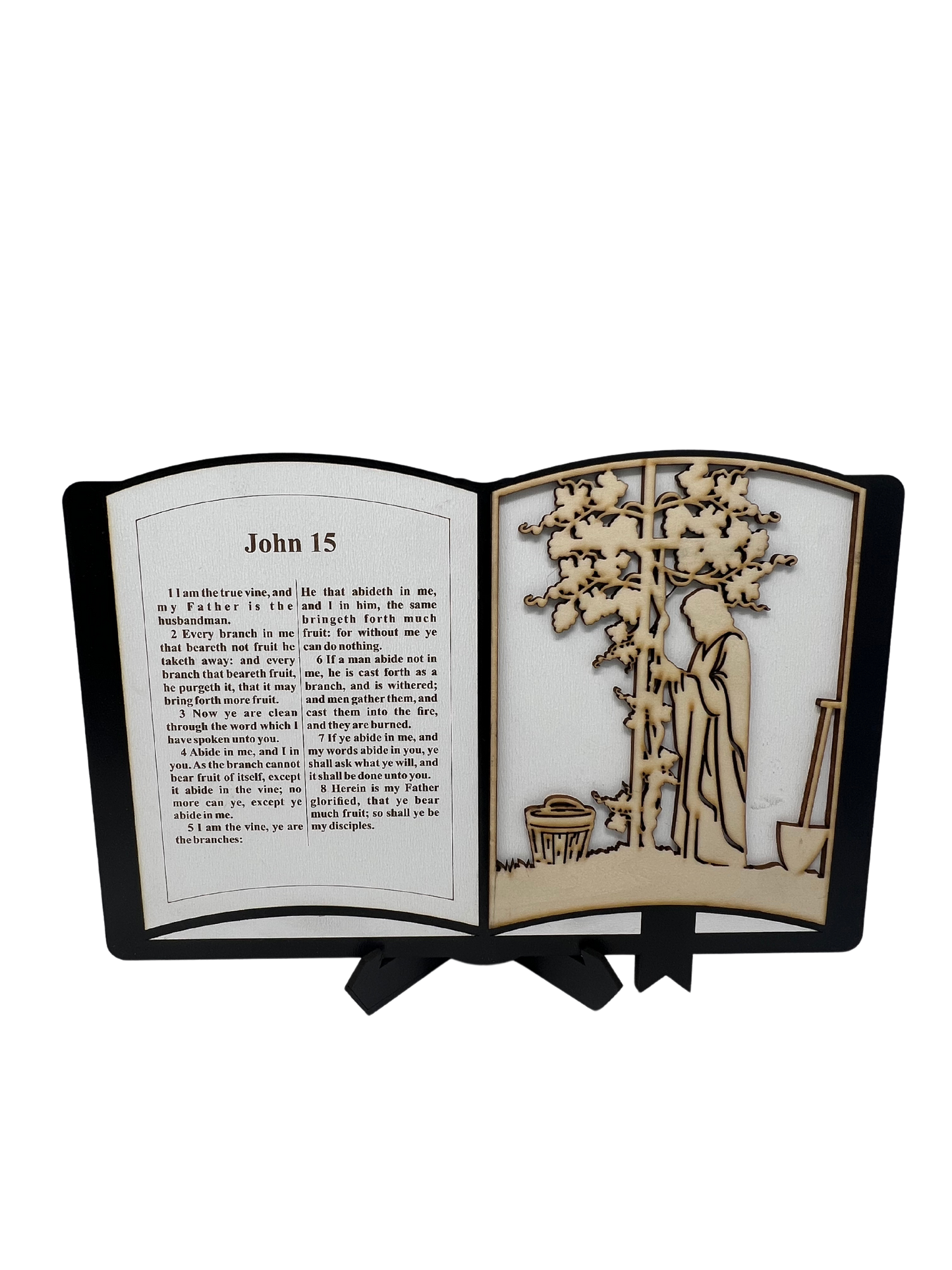 John 15 Bible chapter woodwork stand