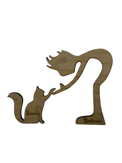 Feline friend Owner and pet stand