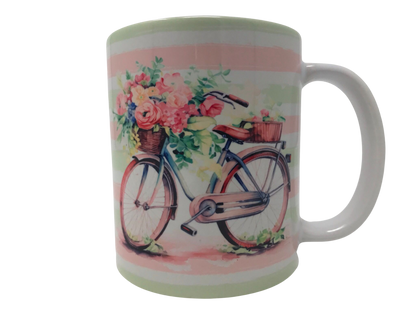 Isaiah 25:4 pink and green striped flower mug